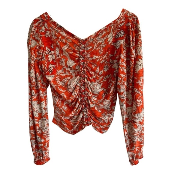 Free People Say The Word Orange Floral Cropped Top, Size S - Picture 7 of 8